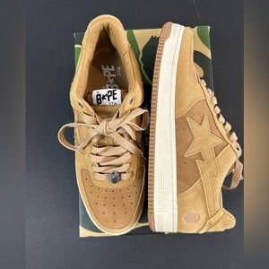 A Bathing Ape BAPE STA Beige Suede Sneakers | Men’s Streetwear Low Top SZ 11